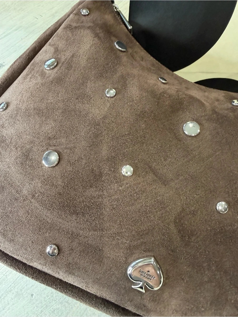 kate spade Kayla  Brown Studded Suede Hobo/Shoulder Bag